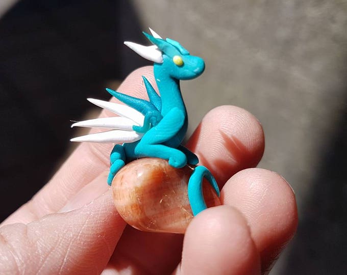 Blue Miniature Dragon and Carnelian Crystal