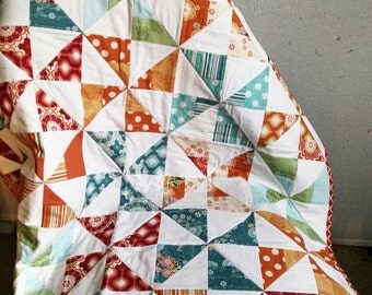 PATTERN Jelly Roll Pinwheel Quilt Pattern/Easy Quilt Pattern/Easy Baby Quilt Pattern/Jelly Roll Pattern