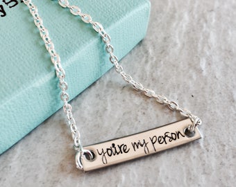 SALE personalized bar necklace you're my person jewelry best friend jewelry custom monogrammed jewelry sale jewelry gift jewelry for friends
