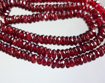 16-inch Natural Garnet faceted rondelle beads size 4-5mm 107cts GW2415