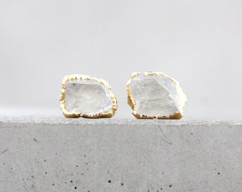 quartz earrings / crystal quartz / druzy earrings / gemstone earrings / tiny studs / stud earrings / crystal earring / post earrings/mineral