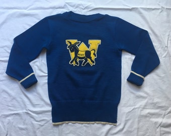 RESERVED ON LAYAWAY//////Vintage 1940's Blue Pullover Varsity Sweater