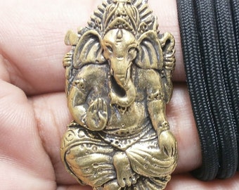 lord Ganesh ganesha god of success ganapati vinayaka cross over obstacle happy thai hindu pendant amulet 24 inches black rope necklace