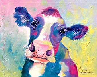 ACEO Cow Art Print from Original Oil Painting
