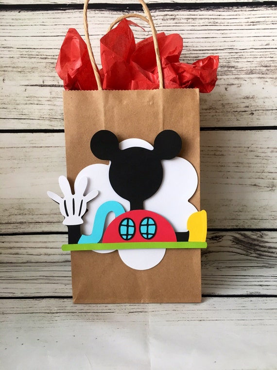 Mickey mouse birthday party favor bag, goody bag, first birthday, decorations mickey mouse birthday favor bag Il_570xn