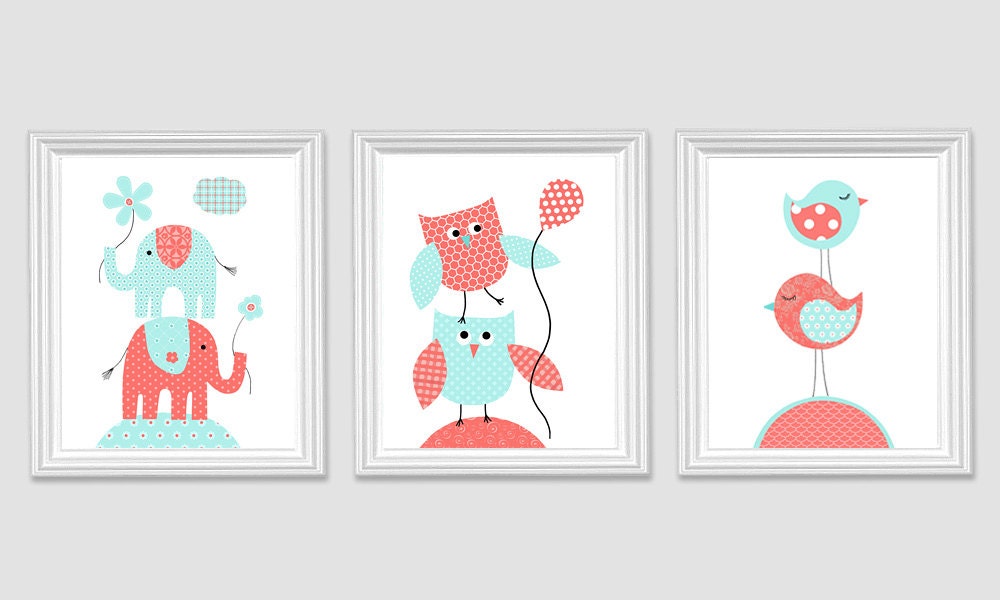 Nursery Wall Art Baby Room Decor Baby Girl Elephant