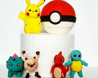 Pokemon cake kit. Pikachu. Charmander. Squirtle. Bulbasaur. Pokeball