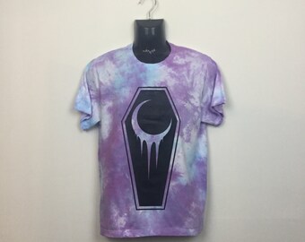 Pastel Goth Crescent Coffin Unisex T-shirt Hipster Indie Swag Dope Hype Mens Womens Coffin Dead Afterlife Life Death Crescent Moon T-shirt