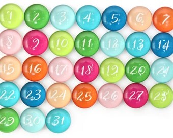 Number magnets - 31 Glass Magnets