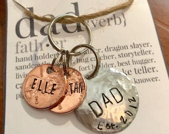Fathers Day Gift, Fathers Day Keychain, Penny Keychain, Gifts for Dad, Dad keychain penny, Step dad gift, Boyfriend gift, Daddy, Grandpa
