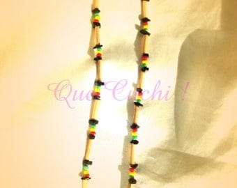 Rasta necklace with bamboo, seed beads and Onyx Chips