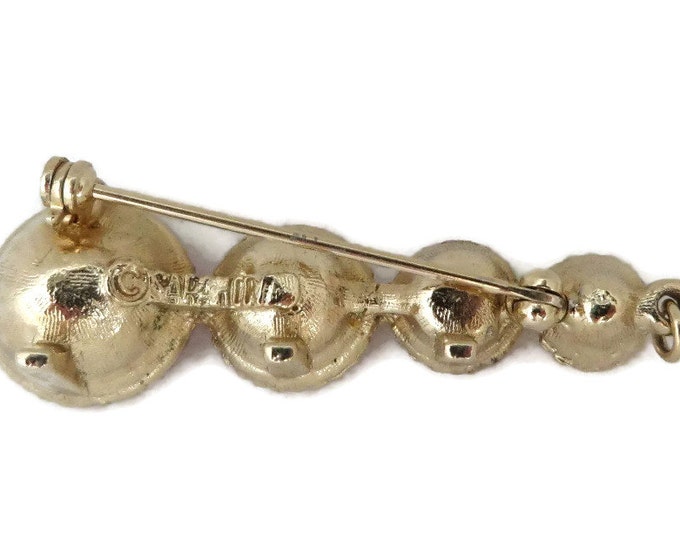 ON SALE! Vintage Sarah Coventry "Saucy" Bar Brooch, Pink Rhinestone Pin, 1960s Jewelry