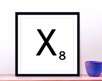 Printable Scrabble Letter X, Scrabble Wall Art, Instant Download, Printable Art, Printable Print, Alphabet Wall Words, Personalize Word Art