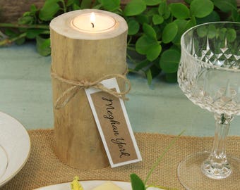elements natural wood candle holde