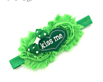 St Patricks day Baby, St Patricks Day, Kiss me I'm Irish, Green Headband, Green Baby Headband, 1st St Patricks Day, Baby St Patricks Day