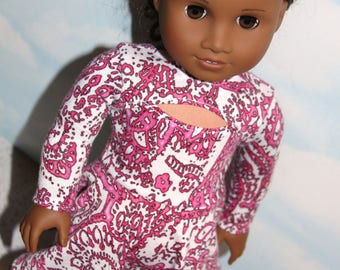 18 Inch Doll (like American Girl) Hot Pink Abstract Print Peek-a-Boo Dress