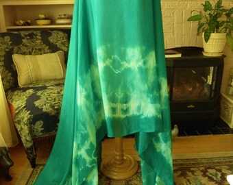 Silk Belly Dance Veil Emerald Green Tie Dye Silk Veil