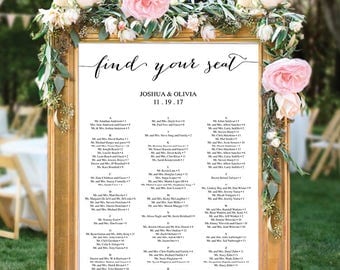 Wedding Seating Chart - Editable PDF - Table Arrangement Sign - DIY Wedding Seating Sign - Minimal Elegance - Wedding - Instant Download