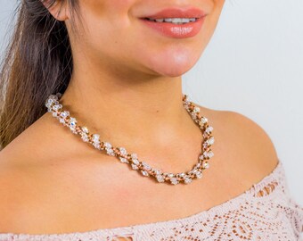 Jewelry on sale, handmade crystsal necklace, crystal jewelry, Statement necklace, Beaded Necklace, Gift for her, From Israel, gift for mom