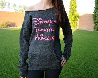 Disney Princess Sweatshirt. Disney Sweatshirt. Princess Sweatshirt. Disney Sweater. Off the shoulder sweatshirt. Black grey pink.
