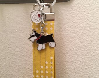 Handmade keychain with Schnauzer dog charm