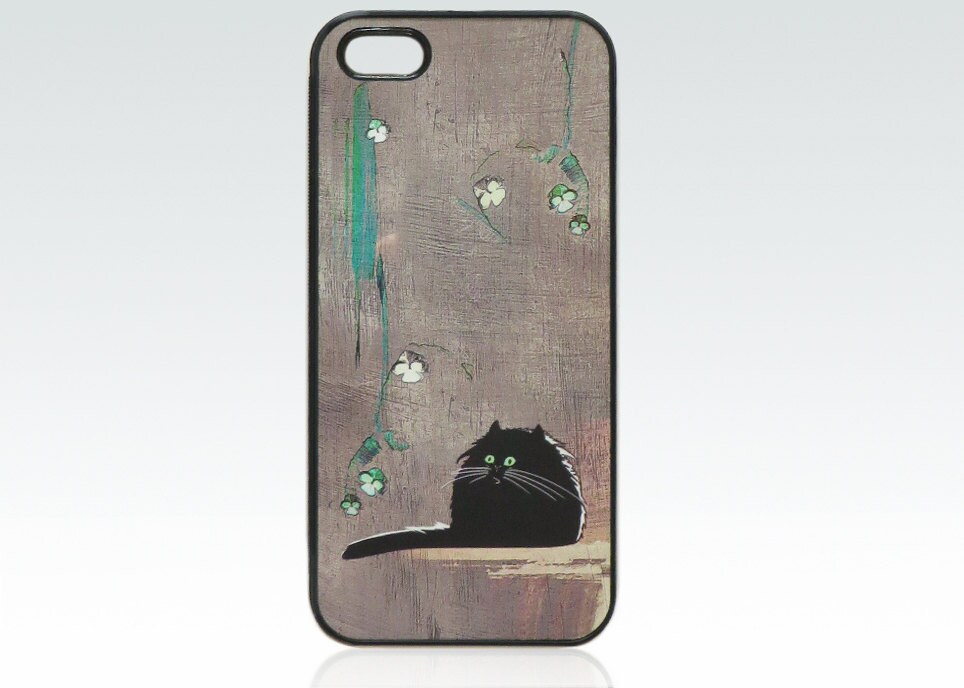 Cat iPhone 5 case black cat iPhone 5s cover by HappyStripedCats