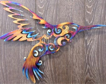 11th Anniversary Heated Stainless Steel Hummingbird Wall Art