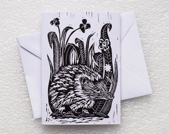 Card Lino Print / HedgeHog A6