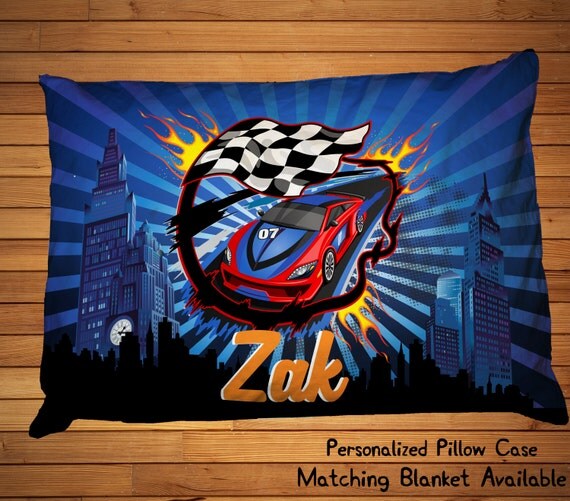 Personalized race car pillow case race car pillow case race