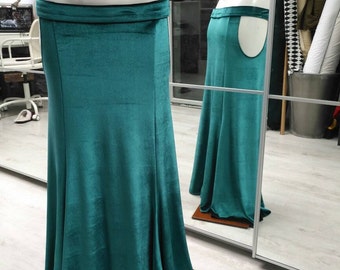 Emerald velvet mermaid skirt