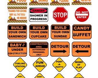 Construction Baby Shower Sign, Dump Truck Baby Shower Sign, Printable Construction Sign, Construction Table Sign - Printables 4 Less 0038