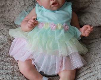 Beautiful Reborn baby doll 22 inches long from the Saskia sculpt by Bonnie Brown. Ready to ship