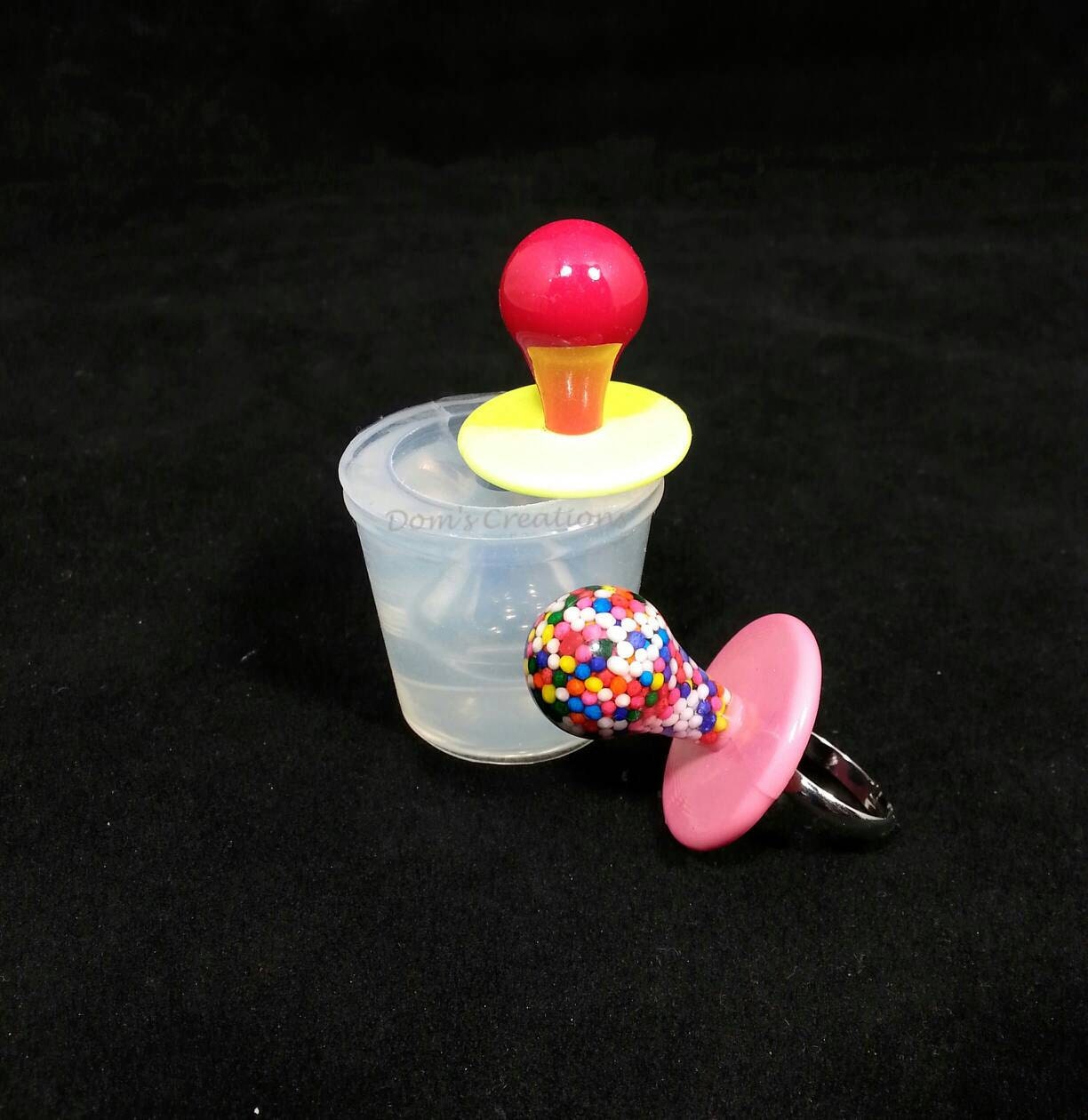 Bubble ring pop clear silicone mold, pacifier ring from DomsCreations