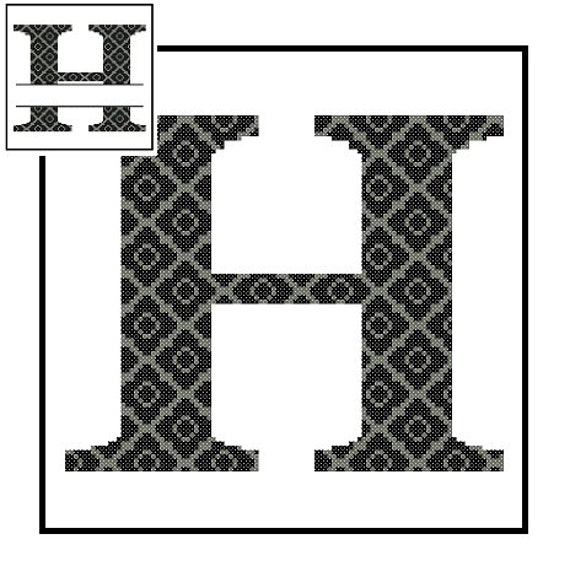 Cross Stitch Letter H Pattern With Chevron Detail Instant Etsy