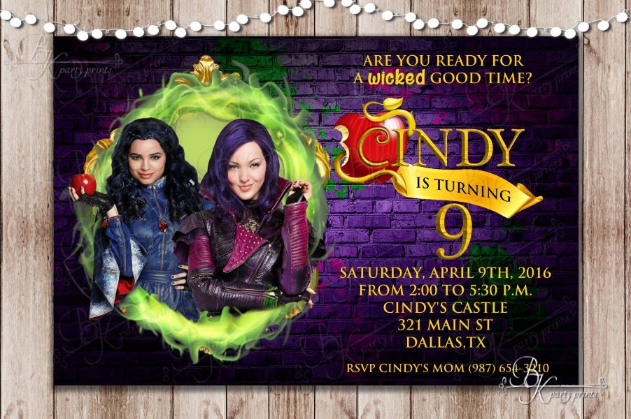 Digital Invitation File Descendants Birthday Party