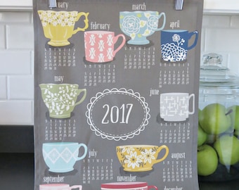 Teatime | kitchen tea towel 2017 calendar | wall hanging