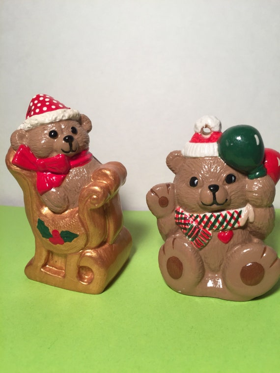 Items similar to Set of 2 vintage bear ornaments. on Etsy