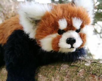 Red panda OOAK art doll posable doll creature doll