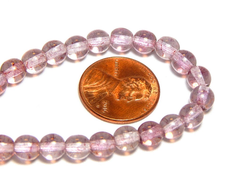 6mm Pink Glass Beads, Pink Beads, SemiTransparent Pink Beads, Pink