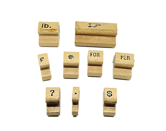 Speical Character Stamp Set - Wooden Rubber Stamps - Numeric Stamps 9pcs,
