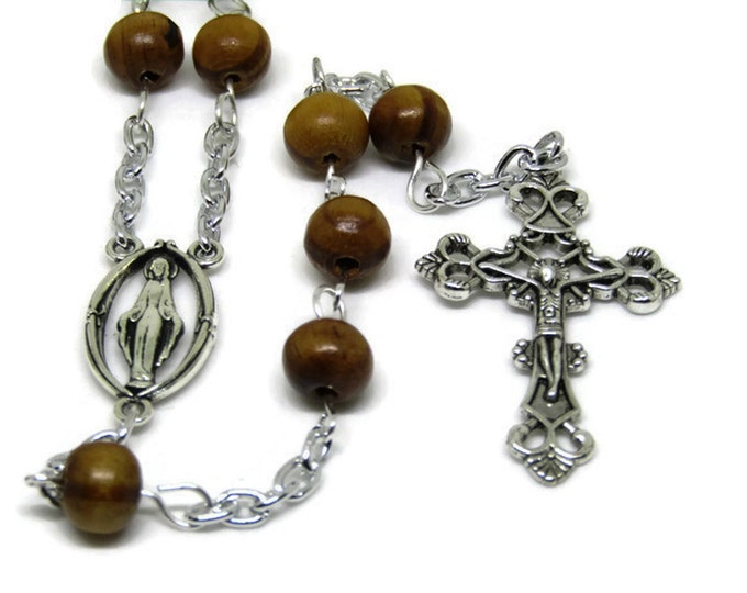 Olive Wood Rosary Bethlehem - Traditional Olive Wood Beaded Rosary - Baptism Gift - Spiritual Jewelry,