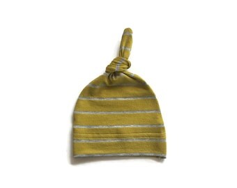 Bamboo Newborn hat, hospital hat, knot hat, pear with heather gray stripe READY TO SHIP!!