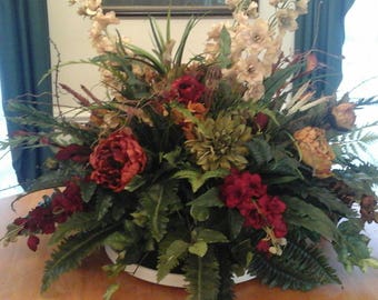 Floral Arrangement, Extra Large Table Centerpiece, SHIPPING INCLUDED, Elegant Luxury Modern Silk Floral, Foyer, Dining Room Home Décor