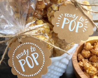 Favor Tags + Bags-Set of 20 Baby Shower Favor Popcorn Bag and Tag Kit-Ready to Pop Favor Kit-Ready to Pop Baby Shower-Handmade Favor Tags