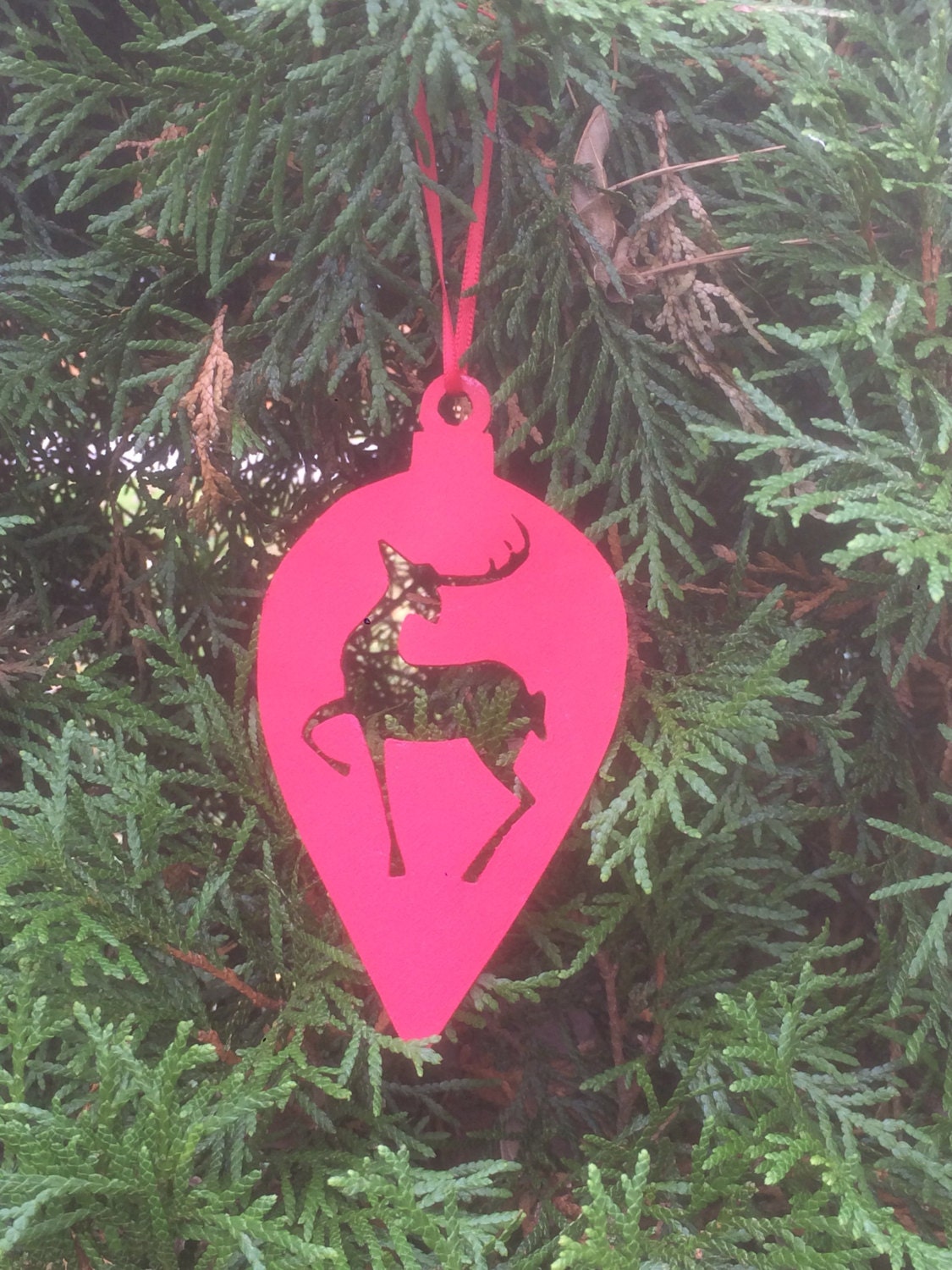 red reindeer christmas tree ornament red reindeer christmas tree ornament