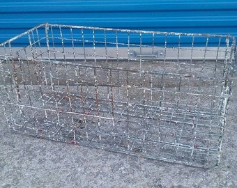 Large vintage industrial metal wire basket