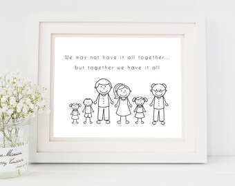 Personalised Family Print, Family Portrait, Personalised Family Picture, personalised family print, stick figure portrait, PRINT ONLY