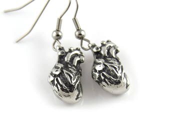 Anatomical Heart Charm Earrings Human Anatomy Jewelry