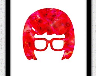 Tina Belcher, Tina Belcher silhouette, Tina Belcher print, red Tina Belcher art, Tina Belcher painting, Tina Belcher poster