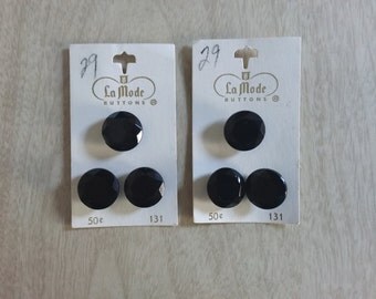 Vintage La Mode Buttons in Jet Black Made in Germany